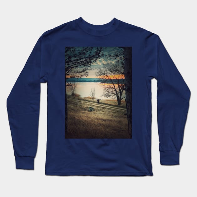 wanderer on the road Long Sleeve T-Shirt by psychoshadow